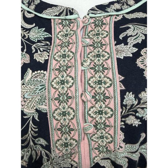 J.Jill Women's Tunic 3/4 Sleeves 3/4 Covered Buttons Floral Boho Sz M Petite - Picture 3 of 15